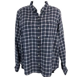 Universal Thread Womens Blue White Pink Rayon Long Sleeve Button Up Large